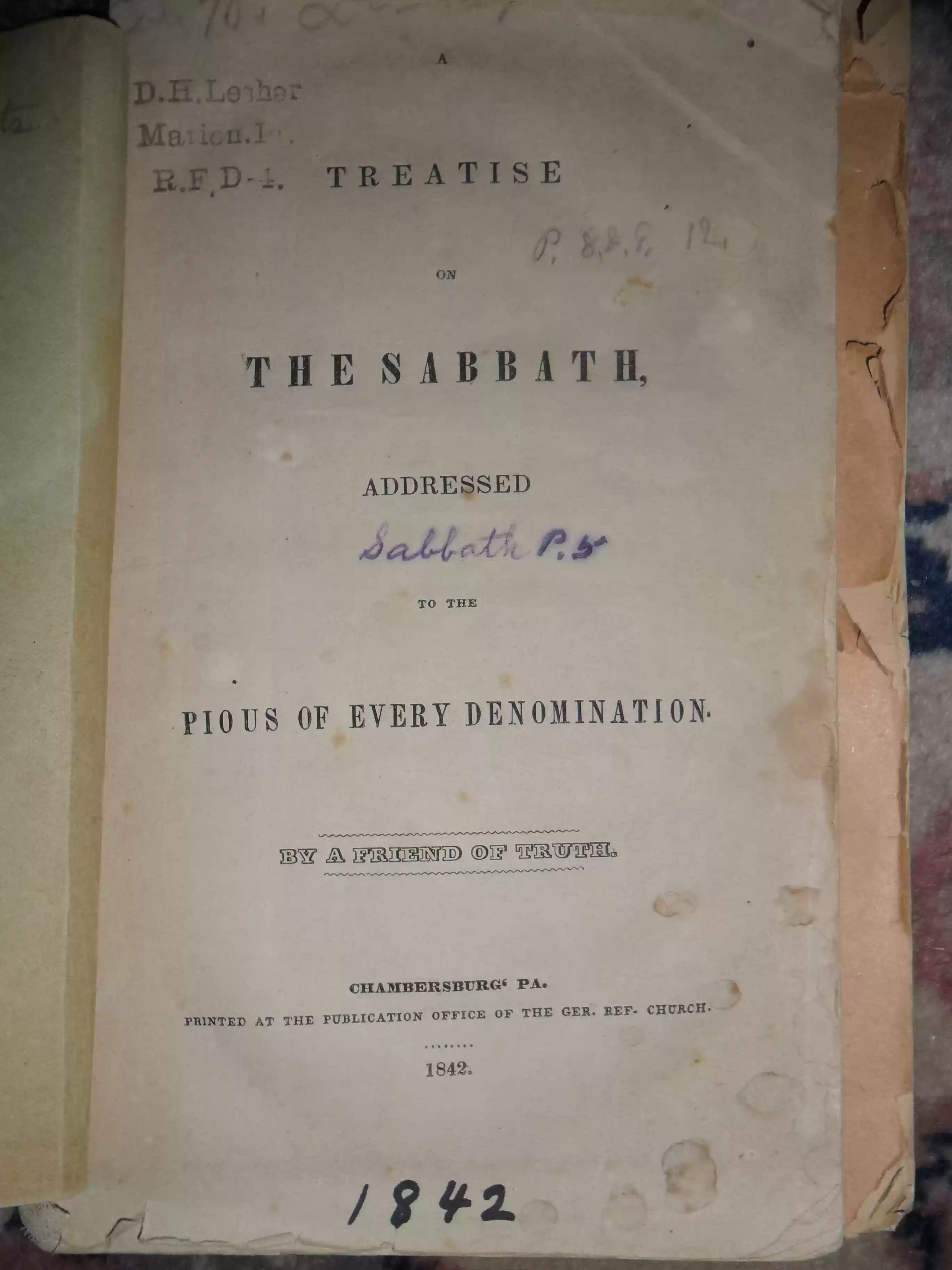 SAM_0518-Old book, A Treatise on the Sabbath written in 1842
